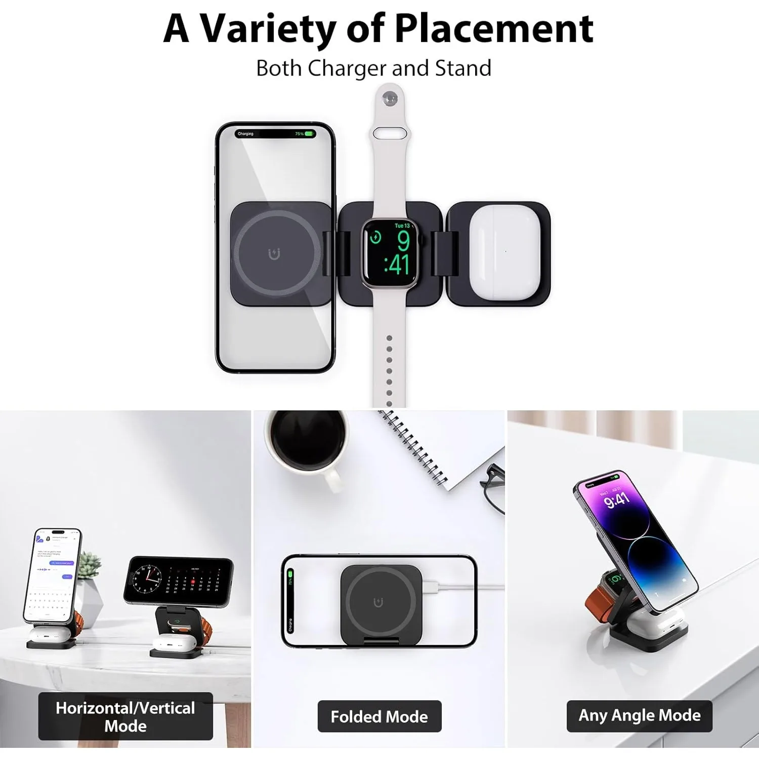 Foldable 3 in 1 Fast Wireless  - Smartwatch Watches For Iphone recension och pris