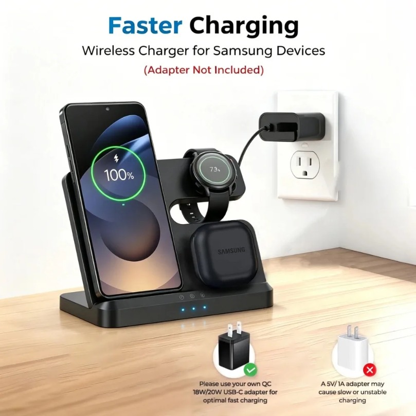 3 in 1 Fast Wireless Charger F - Watches Smartwatch Samsung recension och pris