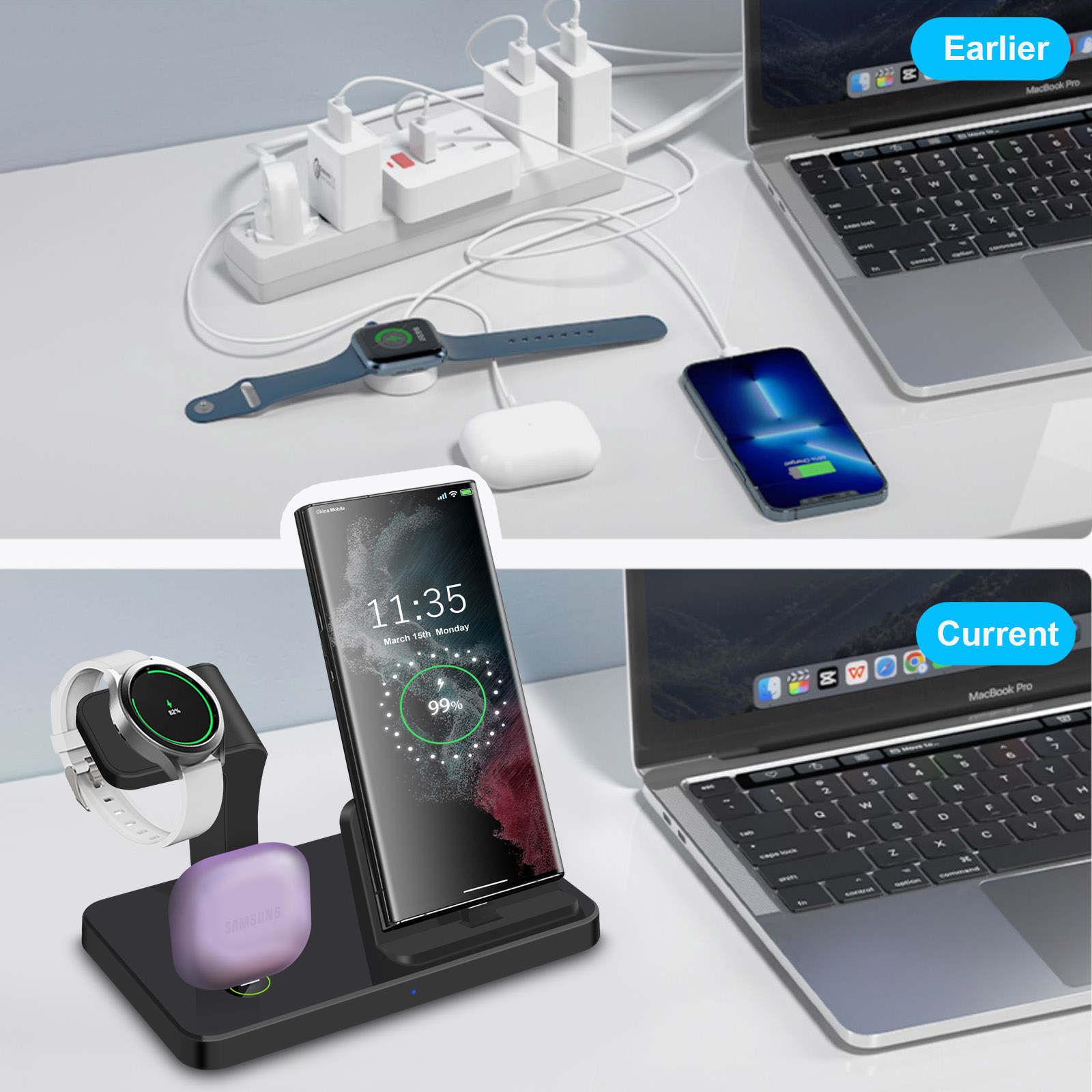 Desk 3 in 1 Type C Port Wirele - Watches Smartwatch Samsung recension och pris