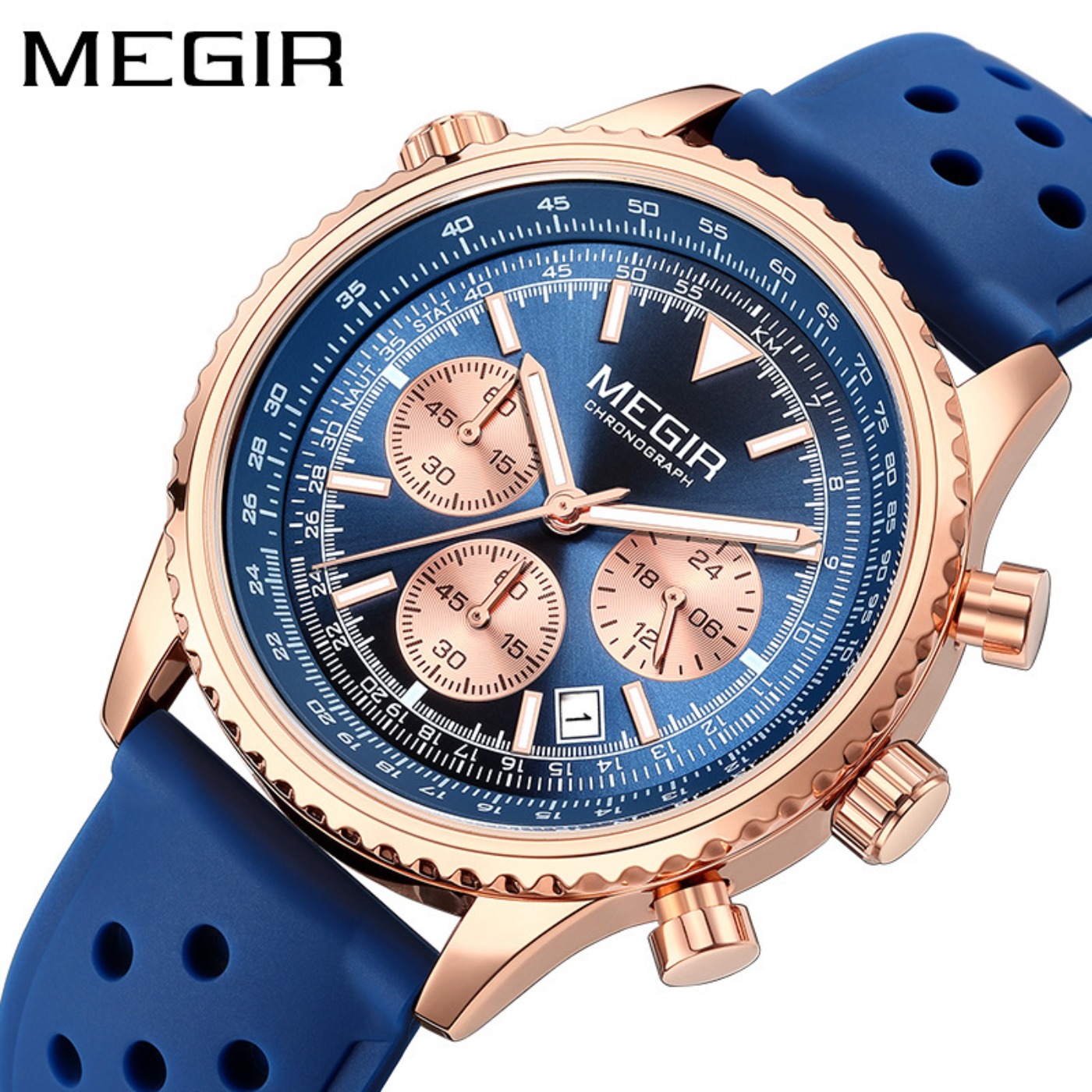 MEGIR Silver Black Quartz Watc - Chronograph Sport Watch recension och pris