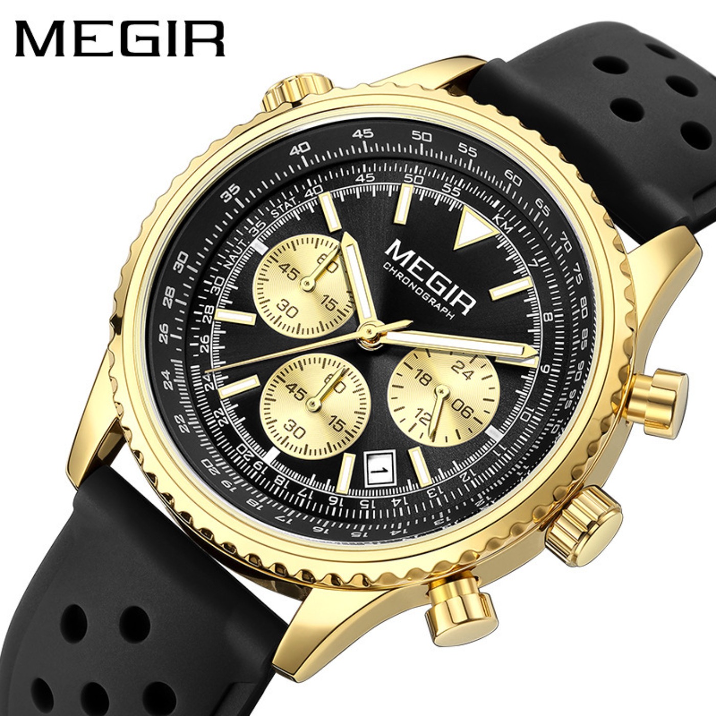 MEGIR Silver Black Quartz Watc - Chronograph Sport Watch recension och pris
