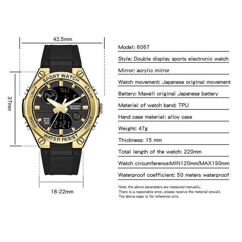 SANDA Brand G Style LED Digita - Chronograph Sport Watch recension och pris