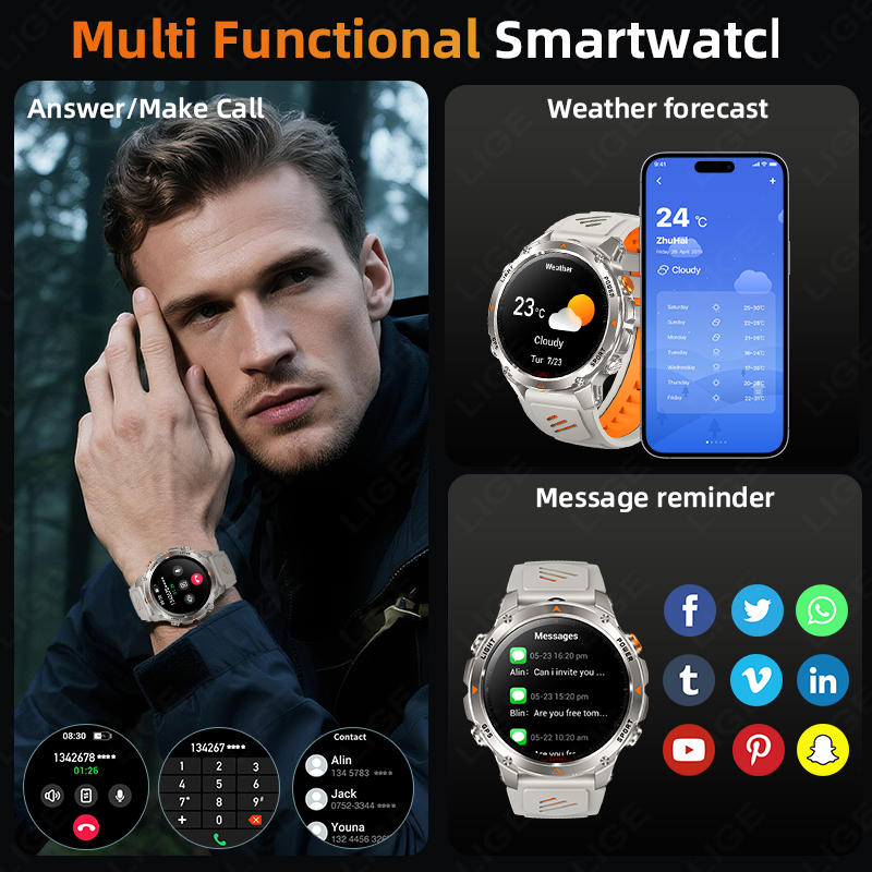 LIGE Rugged GPS Track Smart Wa - Smartwatch Watches For Men With Gps recension och pris
