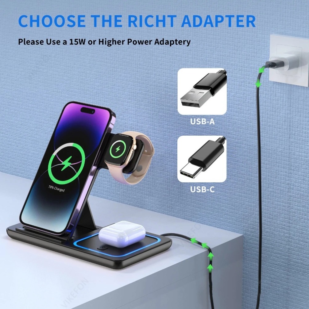 Foldable 3 in 1 Wireless Charg - Smartwatch Watches For Iphone recension och pris