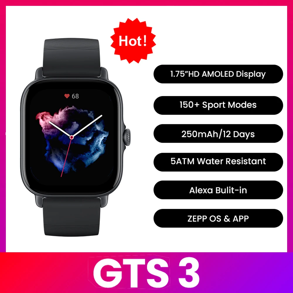 Amazfit GTS 3 Smartwatch  5ATM - Smartwatch Refurbished Watches recension och pris