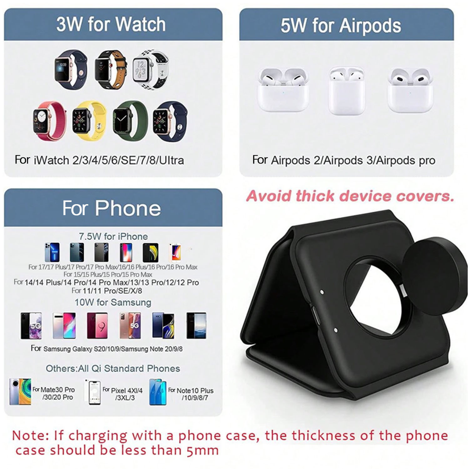 3 In 1 Wireless Charging Stati - Smartwatch Watches For Iphone recension och pris